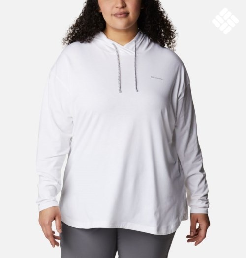 Hanorac Cu Gluga Columbia Sun Trek Pullover Dama Albi | Plus Size CX9SMQ18A